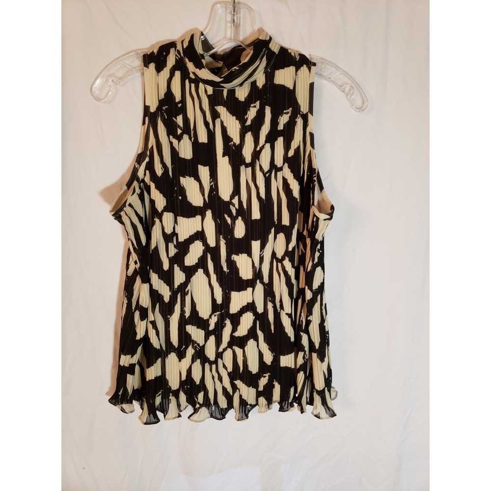 Women's Adrianna Papell Ivory And Black Sleeveless Blouse Size S